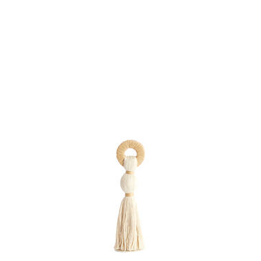 Ornament Ø9x33 cm YAVIZA cream+raffia natural
