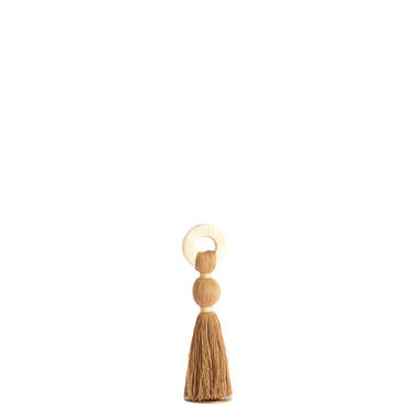 Ornament Ø9x33 cm YAVIZA ocher yellow+raffia cream