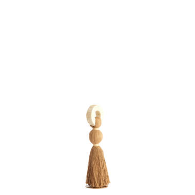 Ornament Ø9x33 cm YAVIZA ocher yellow+raffia cream