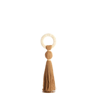 Ornament Ø11x47 cm YAVIZA ocher yellow+raffia cream