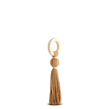 Ornament Ø11x47 cm YAVIZA ocher yellow+raffia cream