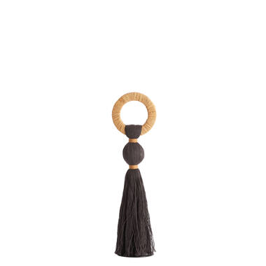 Ornament Ø11x47 cm YAVIZA donker bruin+raffia zand