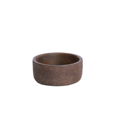 Deco box Ø14x7 cm METETI hout stuctuur donker bruin