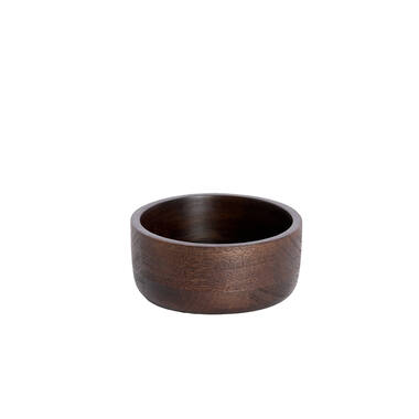 Deco box Ø14x7 cm METETI hout mat donker bruin