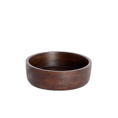 Deco box Ø19x7 cm METETI hout mat donker bruin