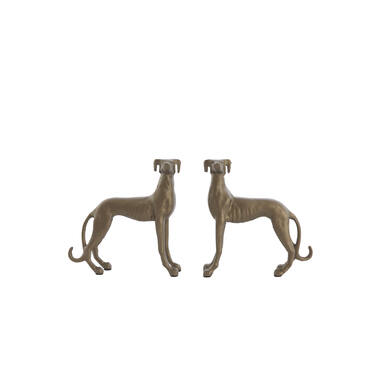 Ornament S/2 17x8x18+17x8x18 cm DOGS brown-bronze