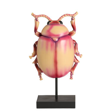 Ornament on base 22x12x42 cm BEETLE light pink+black