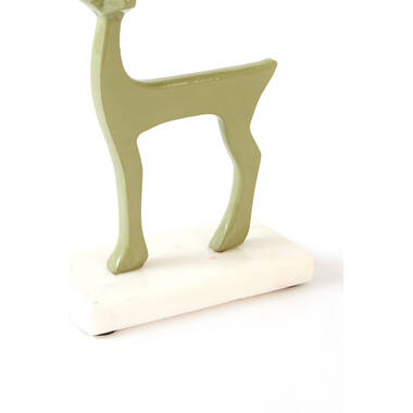 Ornament 20x6x29 cm DEER shiny light green+marble