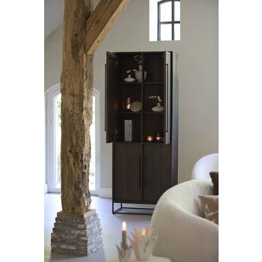 Hurricane Ø18x26,5 cm ANOSY glass clear+wood matt dark brown