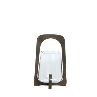 Hurricane Ø21,5x35 cm ANOSY glass clear+wood matt dark brown
