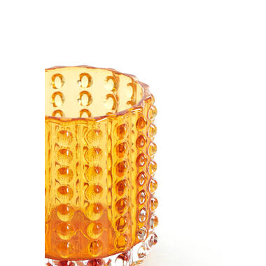 Theelicht Ø9,5x10 cm BUBLINA glas oranje