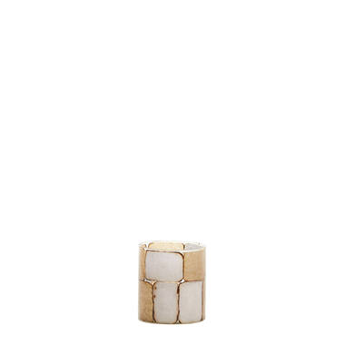 Tealight Ø8x9 cm DRONERO glass clear+white+brown