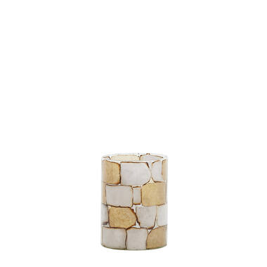 Tealight Ø10x13 cm DRONERO glass clear+white+brown