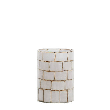Tealight Ø14x20 cm DRONERO glass clear+white
