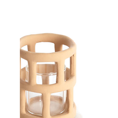 Tealight Ø8,5x10 cm ALIMOS light terra+glass
