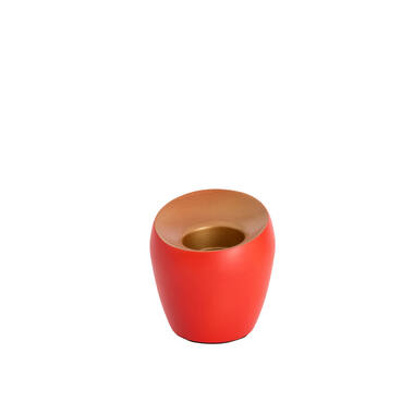 Theelicht Ø9x9 cm VEROLI mat donker koraal+goud