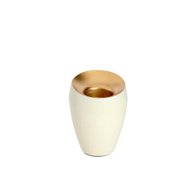 Tealight Ø9x12 cm VEROLI matt cream+gold