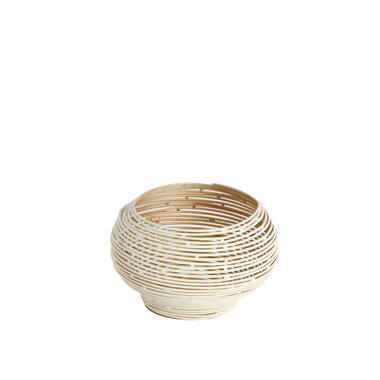 Tealight Ø12x8 cm URBINO matt cream+gold