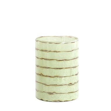 Tealight Ø14x20 cm DRONERI glass clear+mint green