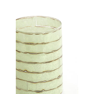Tealight Ø14x20 cm DRONERI glass clear+mint green