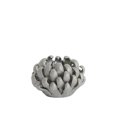 Tealight holder Ø10,5x7,5 cm SERINA porcelain silver