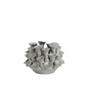 Tealight holder Ø10,5x7,5 cm DELARA porcelain silver