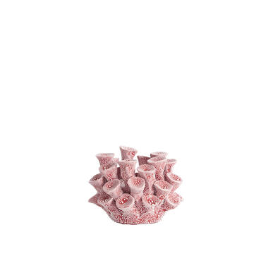 Tealight holder Ø10,5x7,5 cm DELARA porcelain red