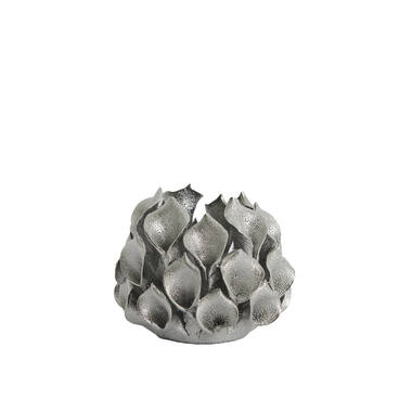 Tealight holder Ø10x8 cm SOREJA porcelain silver