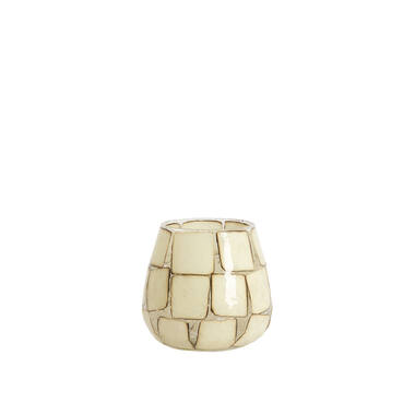 Tealight Ø11x11 cm KUALA glass clear+cream