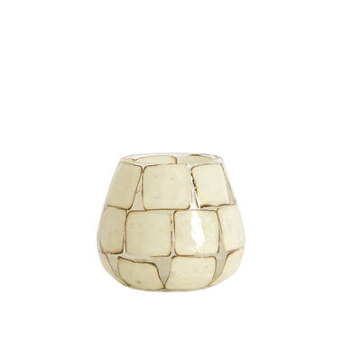 Tealight Ø14x14 cm KUALA glass clear+cream