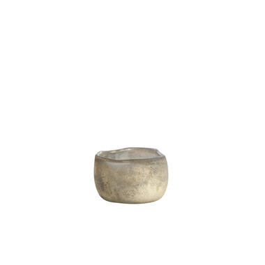 Tealight Ø9x6 cm SUNGAI glass matt antique grey-brown
