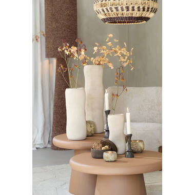 Tealight Ø9x6 cm SUNGAI glass matt antique grey-brown