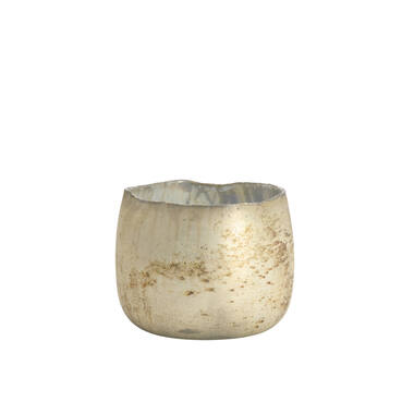 Tealight Ø14x12 cm SUNGAI glass matt antique grey-brown