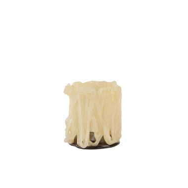 Tealight Ø12,5x14 cm MIRAY glass beige+dark brown
