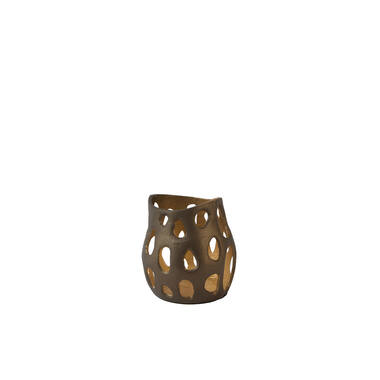 Tealight Ø10x10 cm SARANI matt brown-bronze+gold