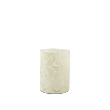 Tealight Ø14x20 cm ZENAYA glass transparent+cream
