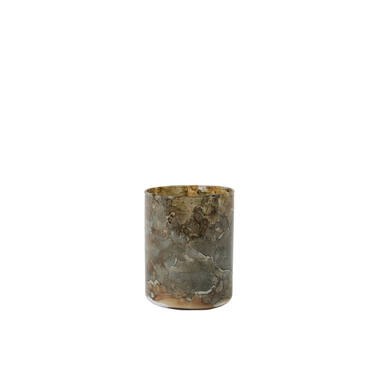 Tealight Ø10x13 cm DALINO glass light blue+brown