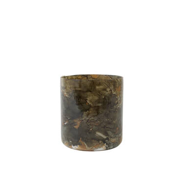 Tealight Ø15x16 cm DALINO glass light blue+brown