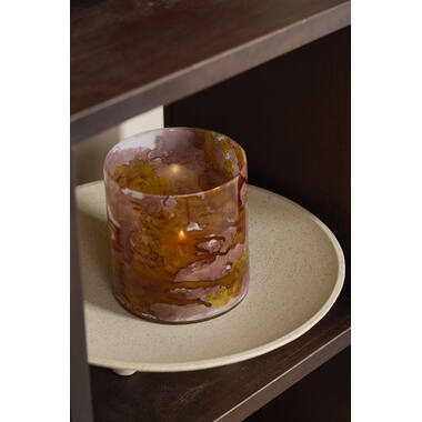 Tealight Ø15x16 cm DALINO glass amber+dark pink