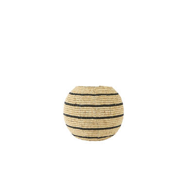 Tealight Ø24x20 cm SUELO glass+beads cream+black