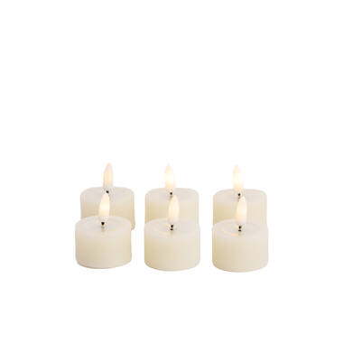 Tealight candle LED S/6 6xØ4,5x2,5 cm FARIA cream