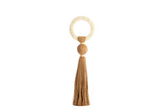 Ornament Ø14x62 cm YAVIZA ocher yellow+raffia cream