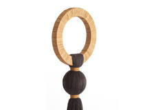 Ornament Ø14x62 cm YAVIZA dark brown+raffia sand