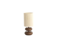 Table lamp Ø22x50,5 cm DANIALO wood print d brown+rope cream