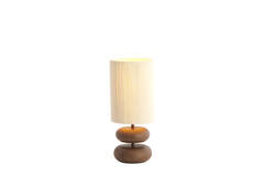 Table lamp Ø22x50,5 cm DANIALO wood print d brown+rope cream