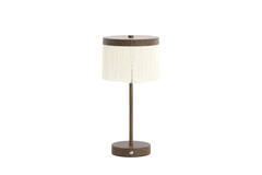 Tafellamp LED Ø17x35 cm DINY hout print donker bruin+crème