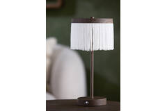 Tafellamp LED Ø17x35 cm DINY hout print donker bruin+crème