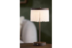 Tafellamp LED Ø17x35 cm DINY hout print donker bruin+crème