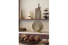 Table lamp LED Ø10x25 cm BRYLO linen natural+wood dark brown