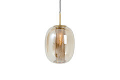 Hanging lamp Ø30x36 cm MINDELO glass amber+gold